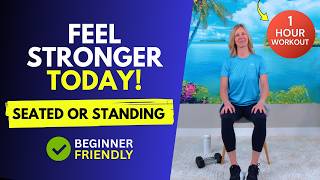1-Hour Chair Workout for Seniors 💪 Full Body Seated or Standing Low Impact Exercise
