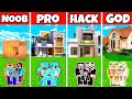 Minecraft Battle : Family New Extra Modern House Build Challenge - Noob vs Pro vs Hacker vs God