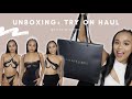UNBOXING + TRY ON HAUL |  god save queens ~ mesh bikini and dress!