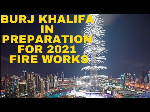 NEW YEAR EVE 2020 FIRE WORKS PREPARATION AT BURJKHALIFA DUBAI