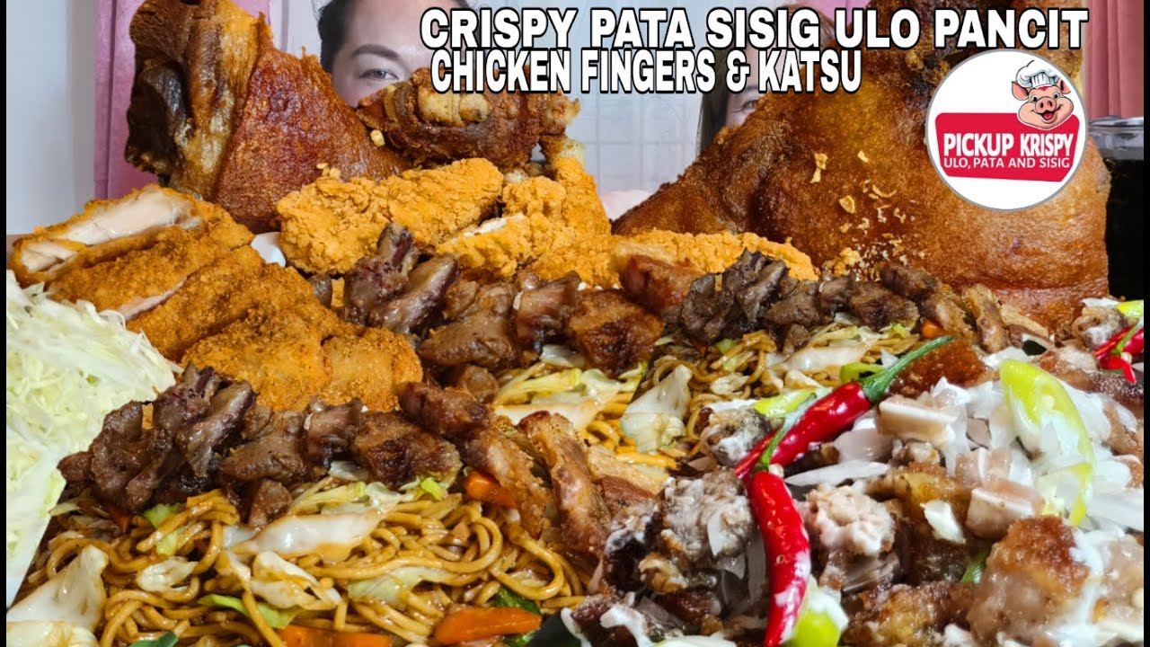 CRISPY ULO PATA SISIG PANCIT CANTON CHICKEN FINGERS AND KATSU | PICKUP CRISPY | MUKBANG PHILIPPINES