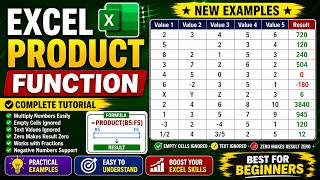 Excel PRODUCT Function Tutorial 🔥 | Multiply Multiple Values Easily | Complete Examples Easy |