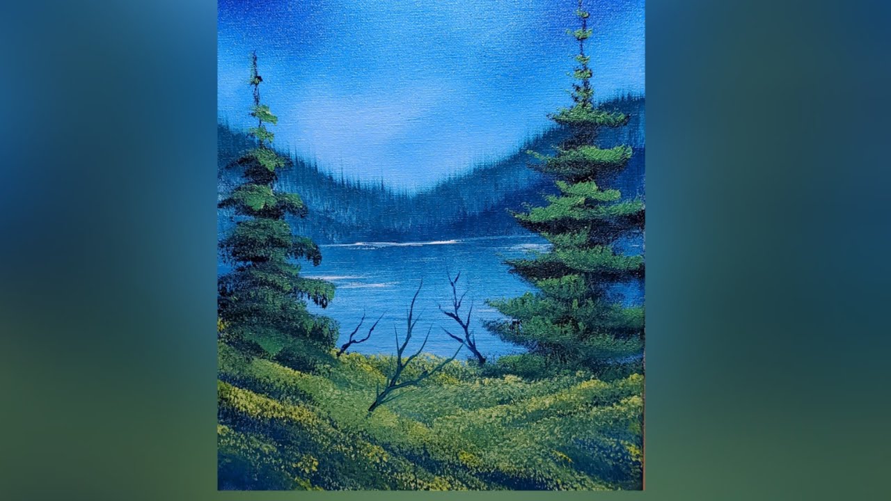 Bob Ross CRI style how to highlight grass  Landscape using wet on wet  method of painting 