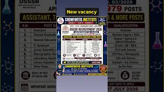 new vacancy # bumper job#dssb#chemistry #governmentjobs