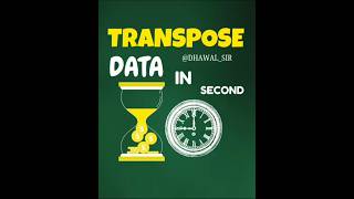 Transpose Data In Excel ✅ #excel