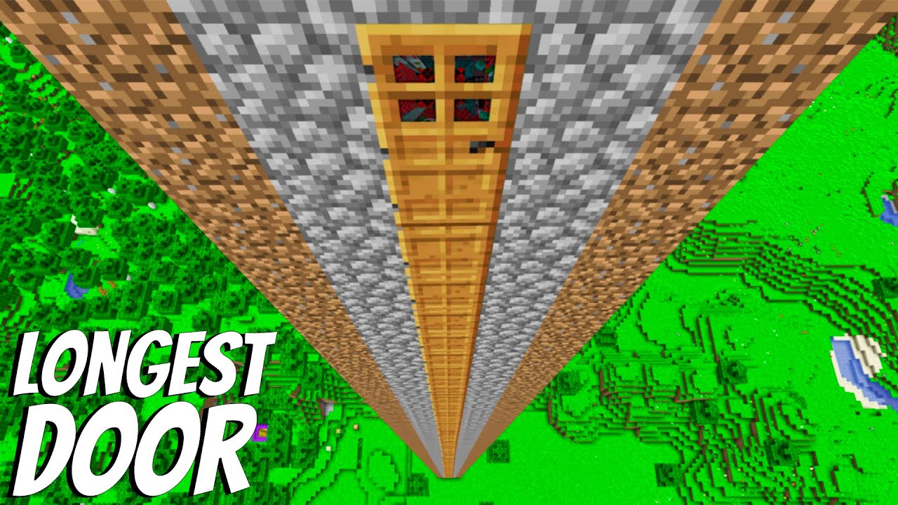 Download What's inside LONGEST DOOR in Minecraft? I can build BIGGEST DOOR ! Secret bunker