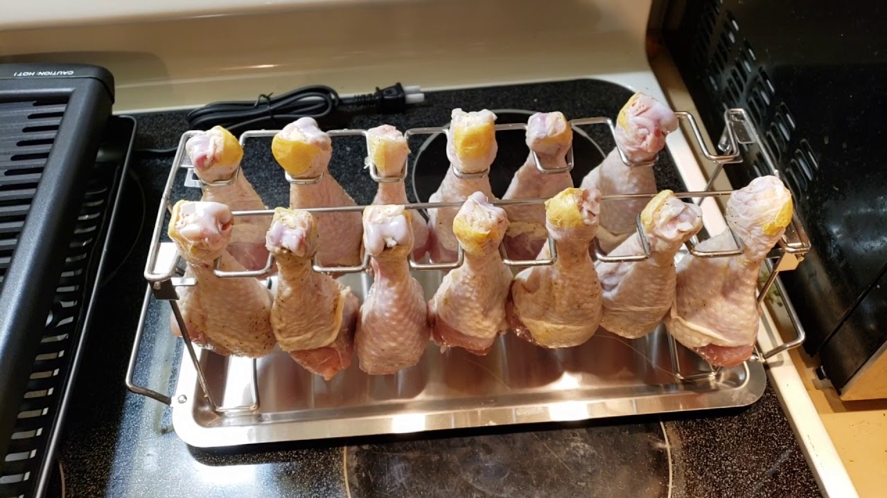 Using A Wingette Rack G.a HOMEFAVOR Chicken Leg Wing Rack - YouTube