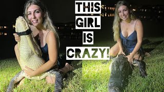 Watch My Girlfriend Catch A Big Alligator In A Dress!