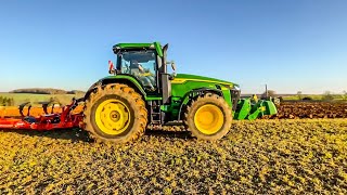 Download Lagu 9.0L Deere 8R 340 (407 Hp IPM boost) dragging huge double KUHN plow uphill!! MP3