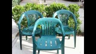 Do you have one (or more) of those basic plastic patio chairs that have faded over time. Rather than just toss them, consider this low 