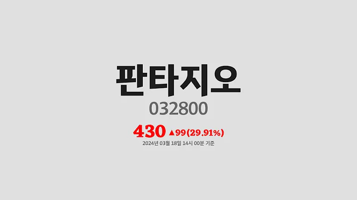 판타지오주가분석(032800) 2024년 03월 18일기준