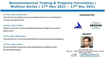 Nanomechanical Testing & Property Correlation |Webinar Series| 3-4;                8th Dec 2021