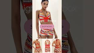 Embroidered Stripe Longline Bikini Set #swimwear #bikini #swimsuit #fashion #beach #summervibes