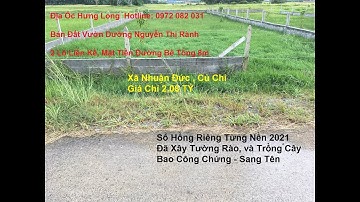 Bán Đất Củ Chi | 2 Lô Liền Kề | Đất Vườn Củ Chi | Mặt Tiền Đường Nhựa 12m | Nhà Vườn Củ Chi