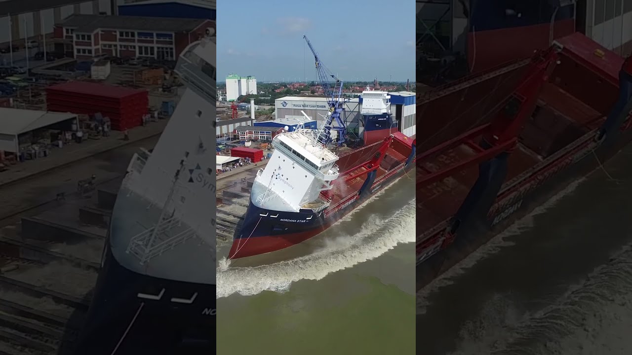 Ship Launch Reversed Vessel Jumping Out Of The Water 