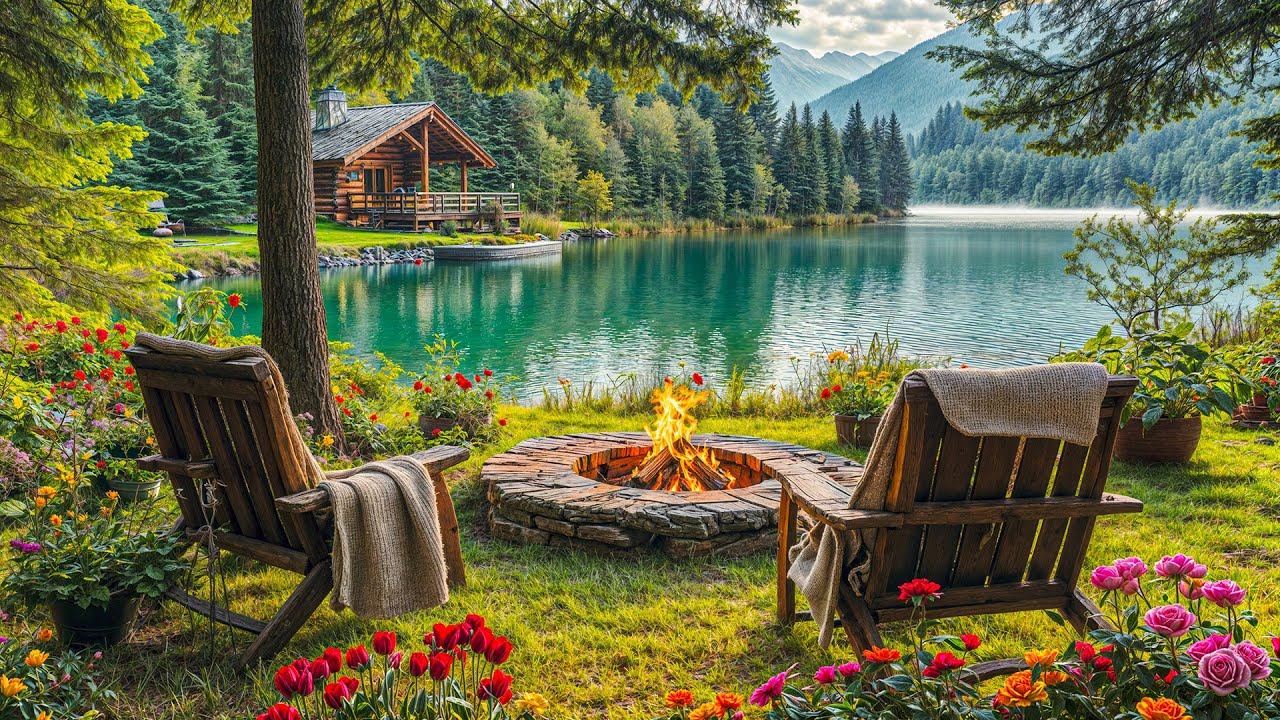 Harmony Spring Vibes in Forest by the Lake with Relaxing Nature Sounds ...