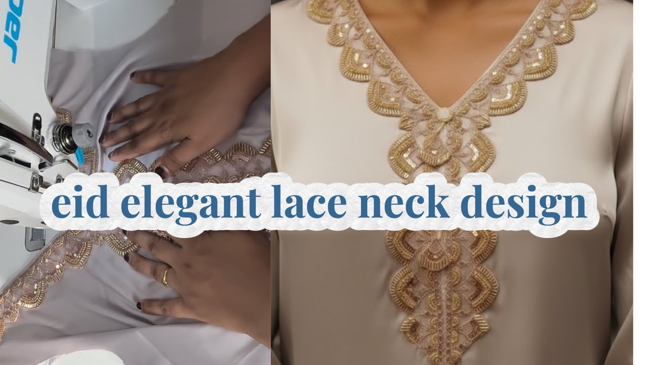 Eid  special beautiful lace neck design cutting &. stitching in just 10 minutes #eidtrendsneckdesing
