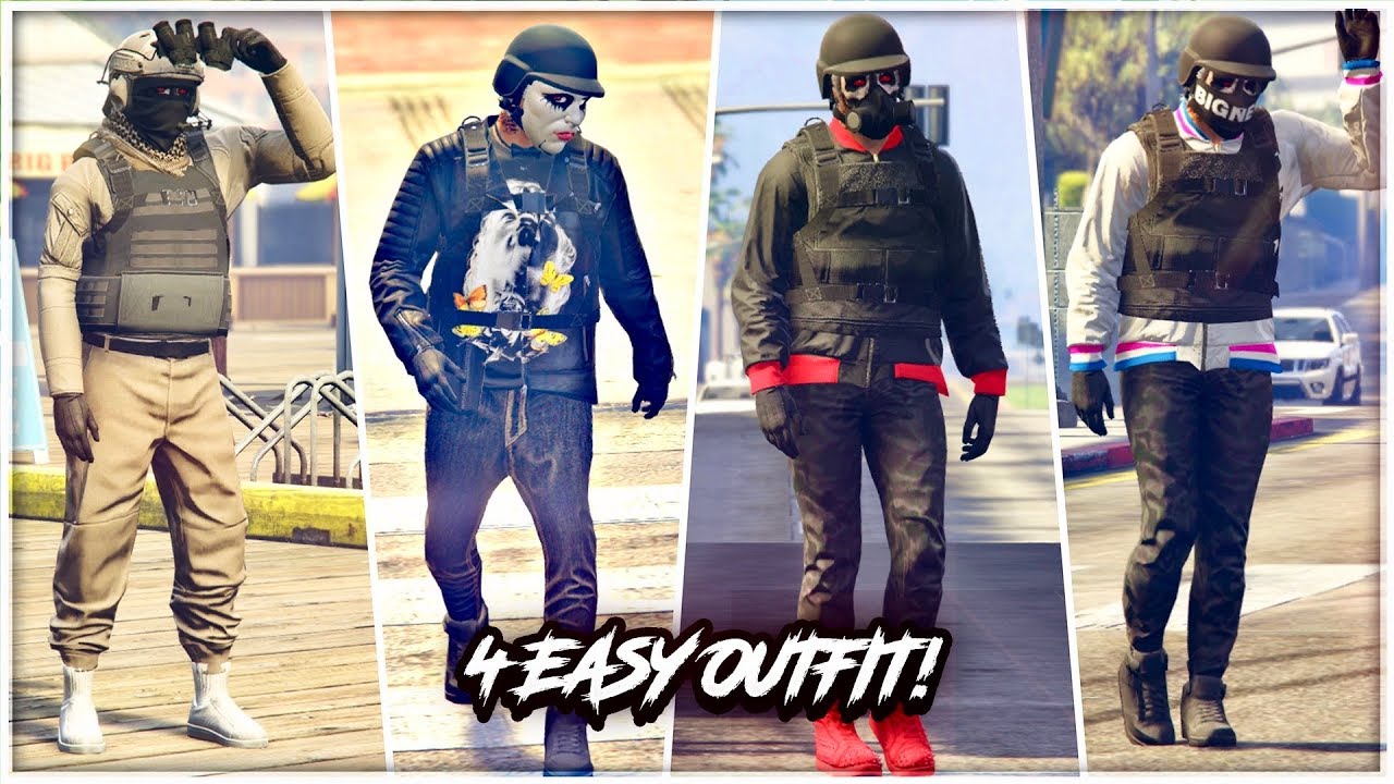 GTA 5 Online 4 VERY EASY TRYHARD FREEMODE OUTFITS Using Clothing ...