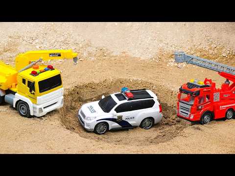 DIY Excavator Rescue Dump Truck Accident DIY Mini Tractor Fire Truck, Police car For Kids