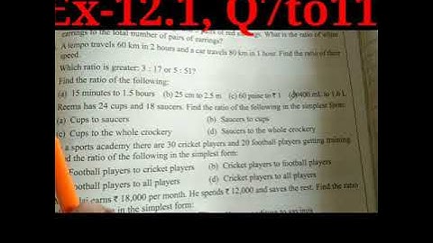 Exercise-12.1, Q 7to11, Ratio, Proportion and Unitary Method, Class-6th, Startup Mathematics