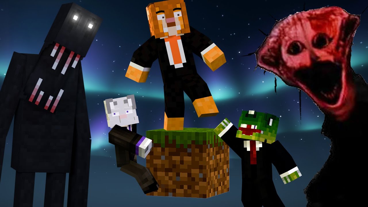 Three Idiots Survive Horror Mods in One Block Minecraft