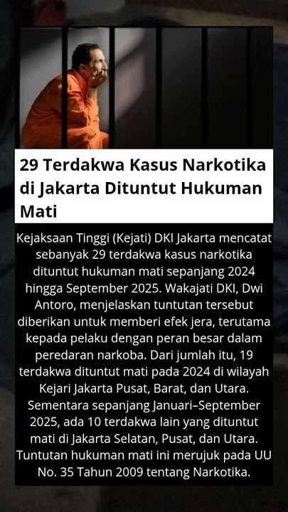 29 Terdakwa kasus narkotik4 di jakarta dituntut hukuman m4ti