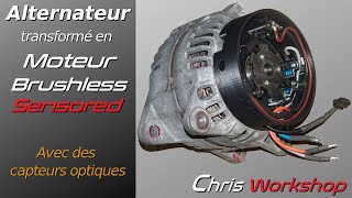 Alternateur transformé en moteur brushless sensored/Alternator turned into sensored brushless motor