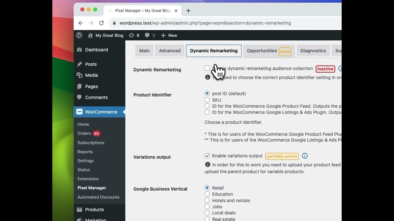 Enabled Dynamic Remarketing in the Pixel Manager for WooCommerce