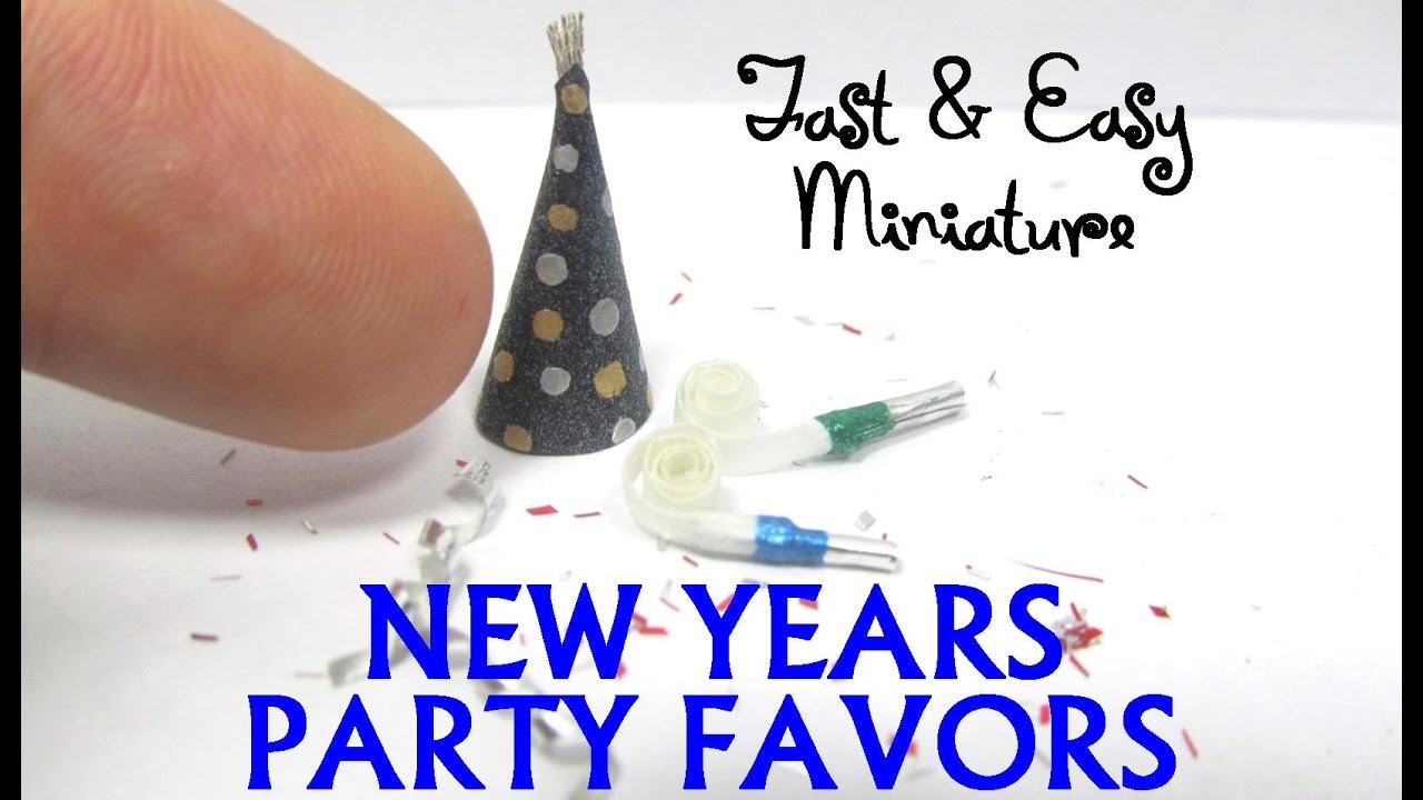 QUICK and EASY Paper Dollhouse Miniature New Years Party Hat and Noisemaker DIY tutorial