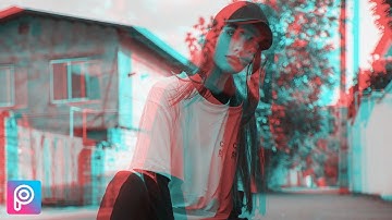 Red and Teal RGB Split in Picsart | Glitch