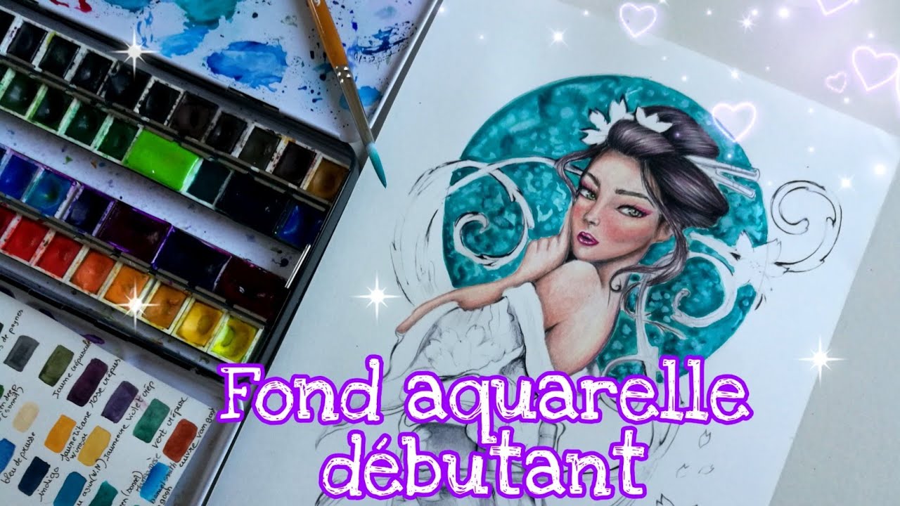 Tutoriel  fond aquarelle débutant. Coloriage pour adulte