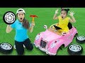 Suri Plays & Builds New Ride on Pink Car Toy