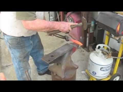 quenching a railroad spike knife