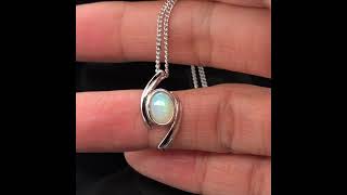 Silver Solid White Opal Necklace 453