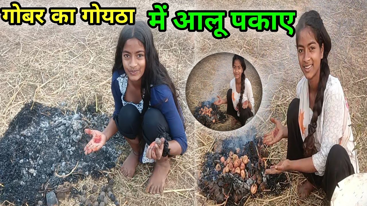 देसी तरीके से आलू पकाए ,  गोबर का गोयठा  में आलू पकाए #villagerlifestyle @ChandaFamilyVlog 
