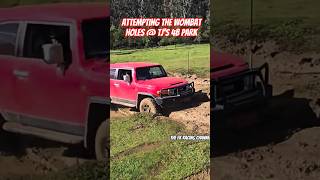 the 'fatldy' fj attempts the muddy wombat holes at TJ's 4B park  #fyp #toyota #car #mud #race #fun
