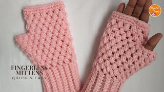 Crochet Fingerless Mitten Gloves  | Easy crochet Wrist Warmers for women  Beginner friendly