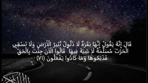 سورة البقرة  قَالَ إِنَّهُ يَقُولُ إِنَّهَا بَقَرَةٌ لَا ذَلُولٌ تُثِيرُ الْأَرْضَ وَلَا تَسْقِ ﴿71﴾