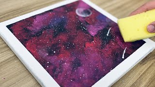 Step by Step Galaxy Tutorial with Sponge | Oddly Satisfying painting