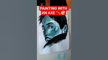I painted with ANYTHING but brushes🪓😅🎨 #shortsfeed #painting #portrait #artwork #art #trendingshorts
