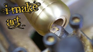 Famous Metal turning art. Turning brass bar in to a shifter knob on WARCO WM180. Cinematic version. Profile