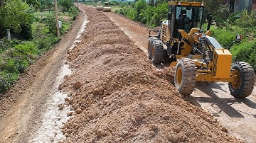Step-by-Step Using Road Making Equipment to Mix and Push Soil for Foundation Road Construction
