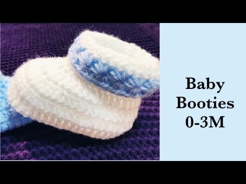 Baby Boy Set: How to crochet cuffed baby booties | shoes 0-3M Crochet for Baby #178