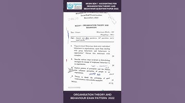 Organization Theory and Behaviour Question Paper 2022 |MCOM 1st SEM | IGNOU | MCO-021 |