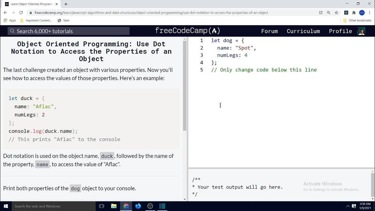 Use Dot Notation to Access the Object Ori - YouTube