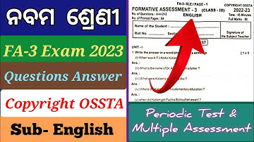 9th FA-3 SLE- English question paper 2023 / 9th fa3 2023 #9th#fa3#fa3englishquestion