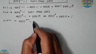Cara membuktikan katerbagian dengan induksi matematika sangat mudah
dilakukan. untuk n =1, = k, dan k + 1