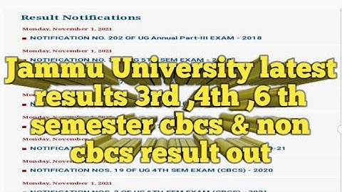 Jammu University latest results 3,4,6th semester cbcs & non cbcs result out