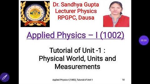 Tutorial of Unit 1(1002) part 4 by Dr. Sandhya Gupta, RPGPC, Dausa