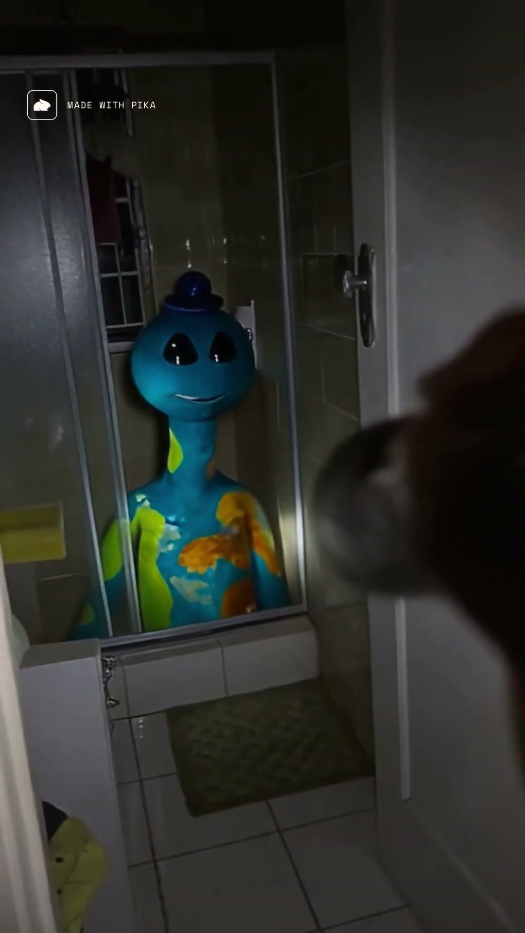 crying Doey in the bathroom